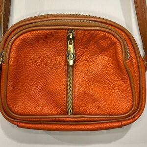 Valentina Orange and Brown Crossbody Bag with Adjustable Strap